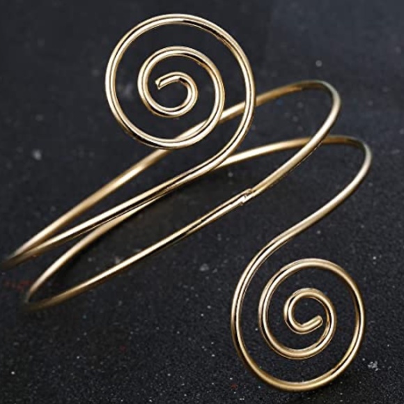 Gypsy Swirl Boho Style Gold Plated Upper Arm Cuff - Picture 3 of 15